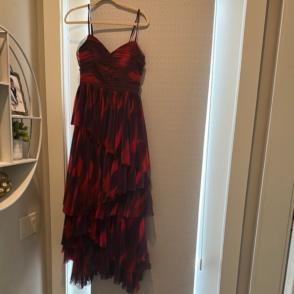 Hutch Red Tiered Ruffled Gown for Cocktail